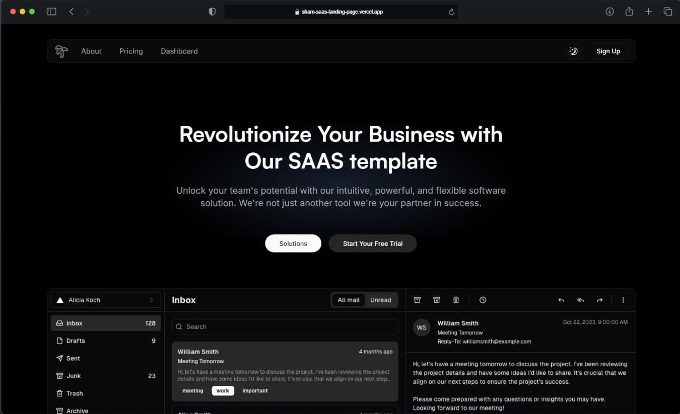 SAAS landing page template